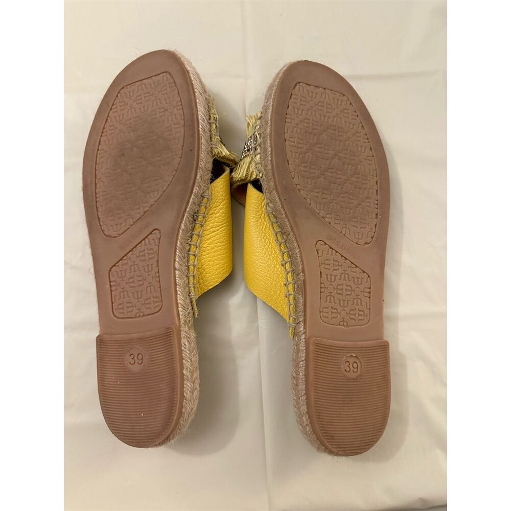 Maypol Women's Yellow Fringed Espadrille Slides Sandals Size 8.5 - Picture 4 of 4